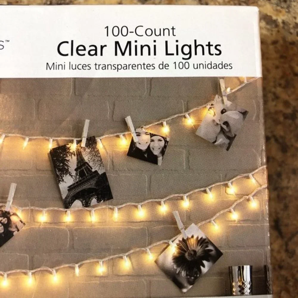 Mainstays 100 Count Clear Mini Lights Indoor/Outdoor Use Weddings Holidays 2 Pk